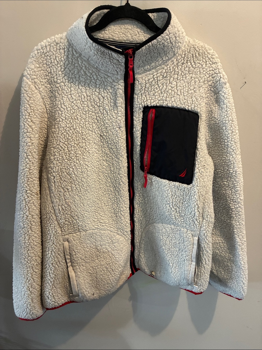 Women's Nautica White Sherpa Full-Zip Fleece Jacket XXL